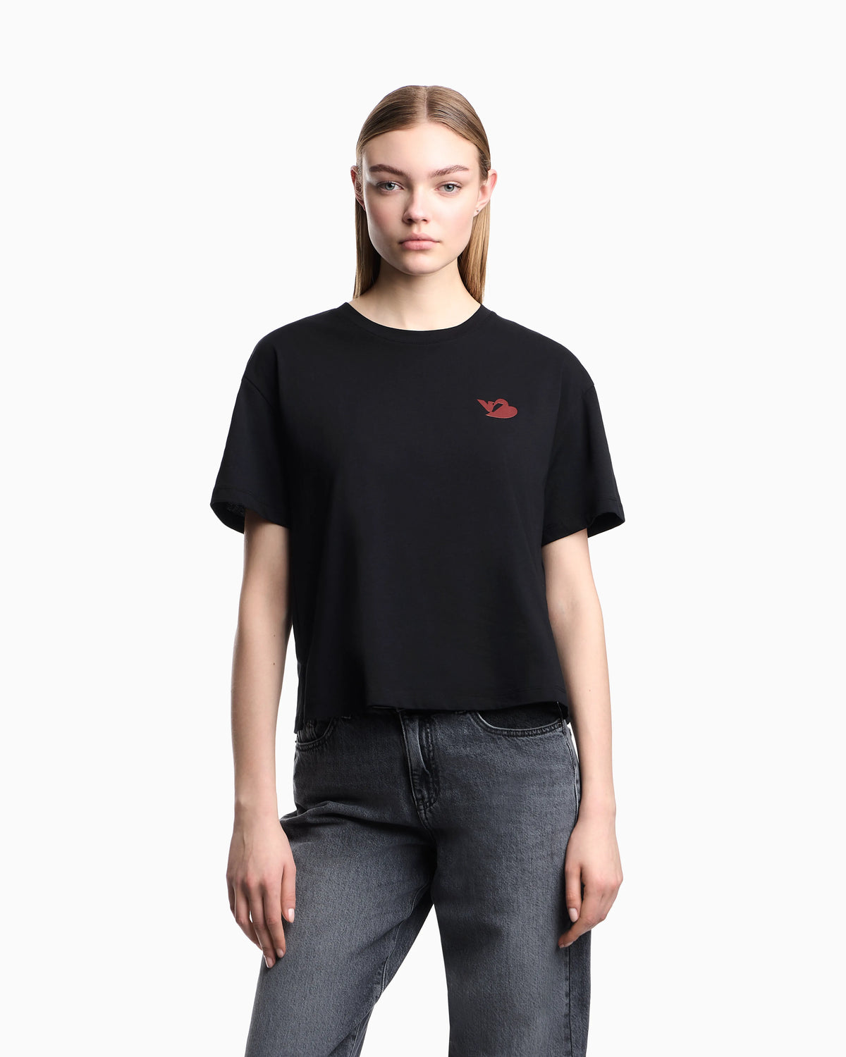 Organic jersey T-shirt with logo stamp