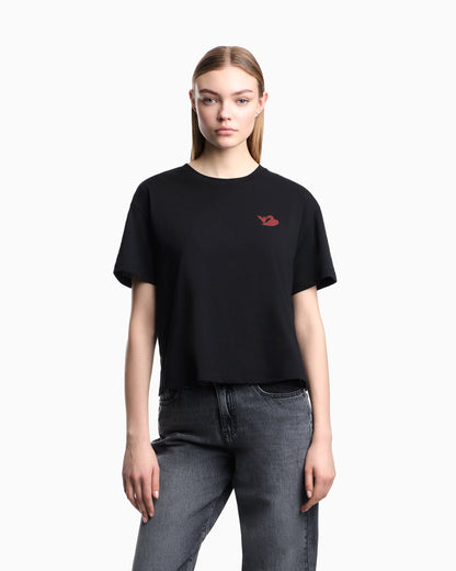 Organic jersey T-shirt with logo stamp
