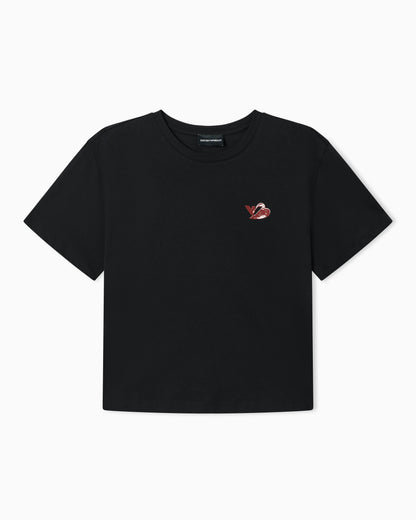 Organic jersey T-shirt with logo stamp