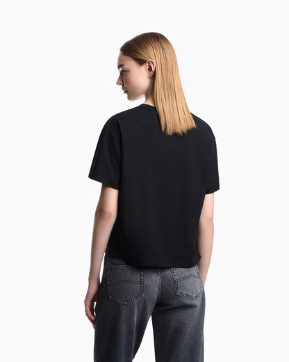 Organic jersey T-shirt with logo stamp