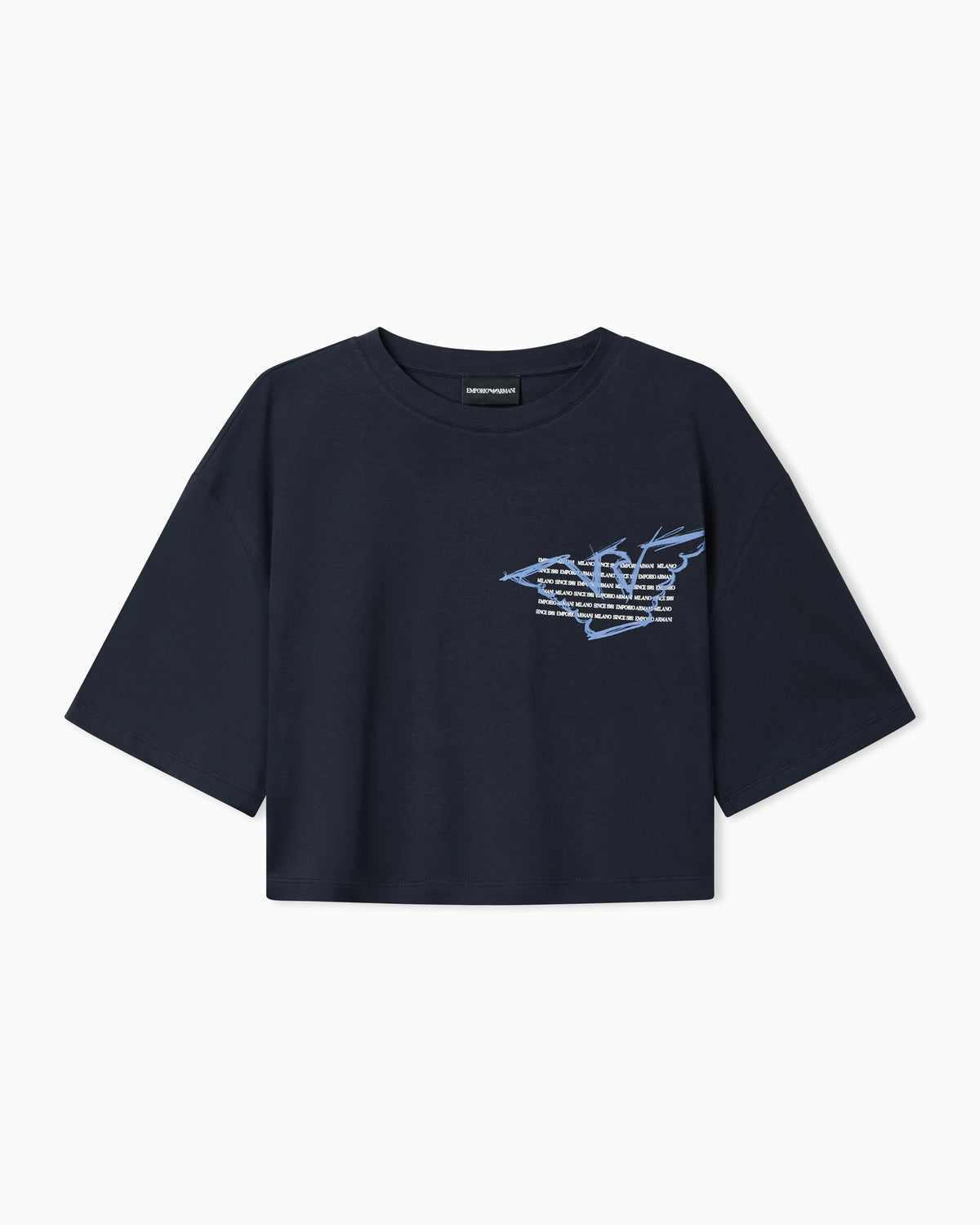 Cropped jersey T-shirt with eagle print
