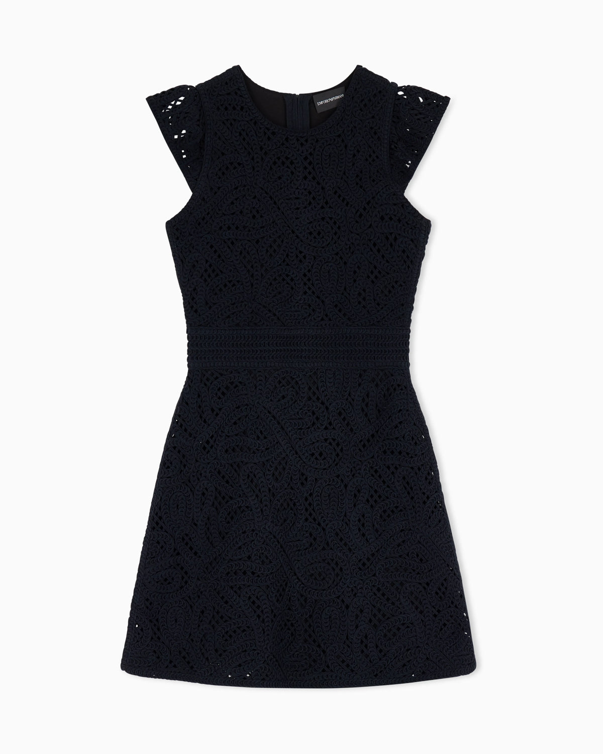 Dress in macramé-effect Cornely embroidered fabric