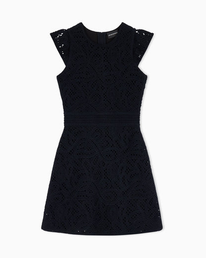 Dress in macramé-effect Cornely embroidered fabric