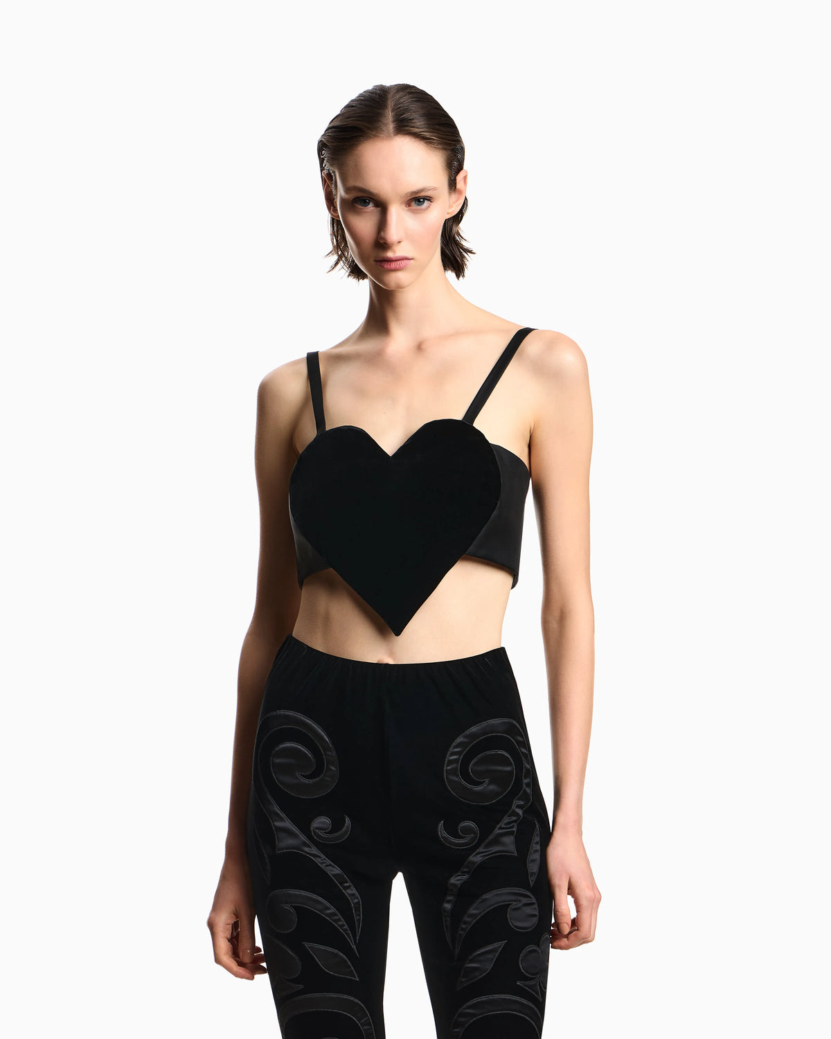 Liquid velvet top with heart