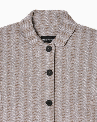 Jacquard jersey knit jacket with an embossed wave design