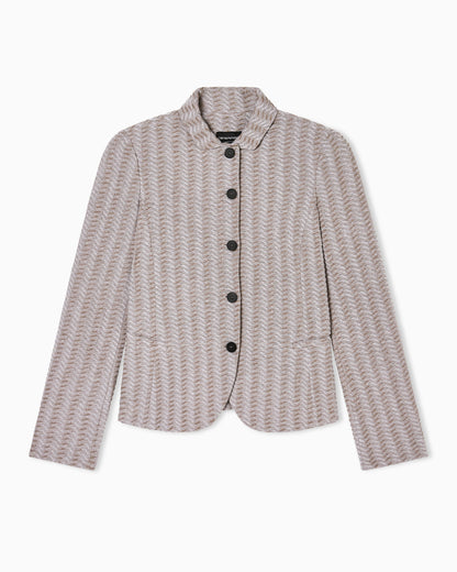 Jacquard jersey knit jacket with an embossed wave design