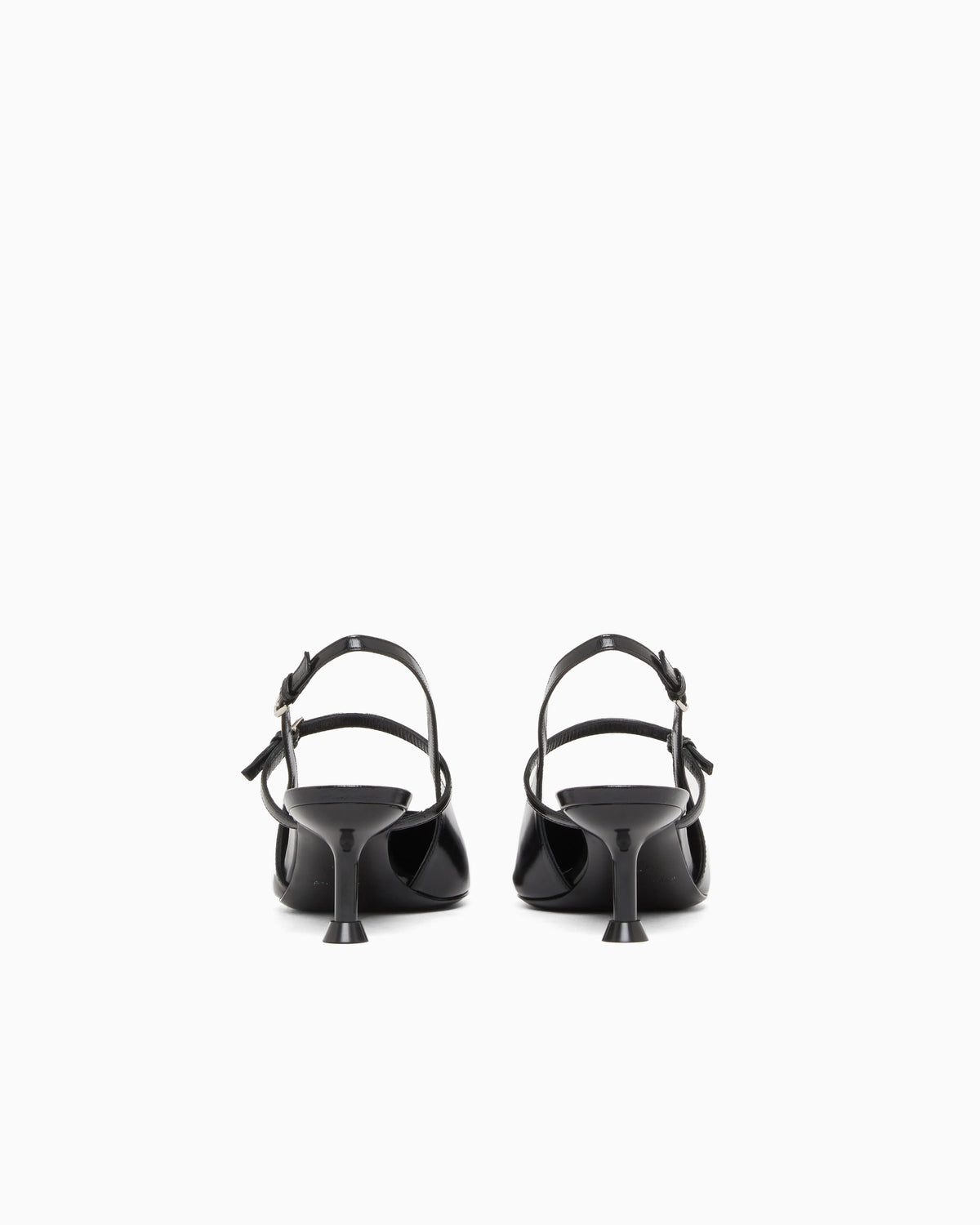 Shiny polished leather slingback court shoes