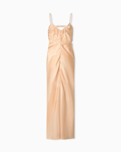 Faded-print pongee silk dress