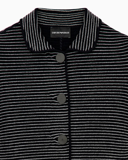 Blazer in striped ottoman fabric with front flap pockets