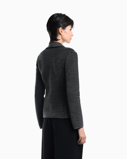 Blazer in striped ottoman fabric with front flap pockets