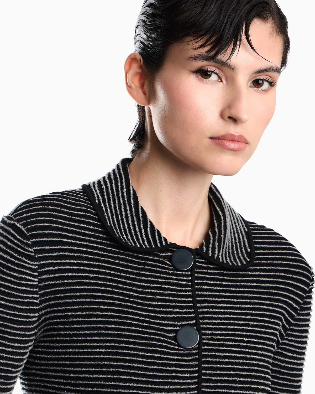 Blazer in striped ottoman fabric with front flap pockets