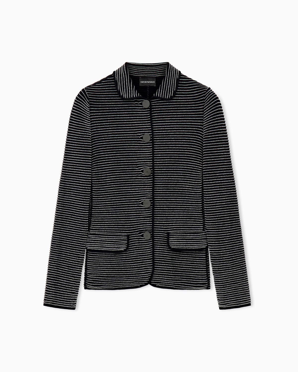Blazer in striped ottoman fabric with front flap pockets
