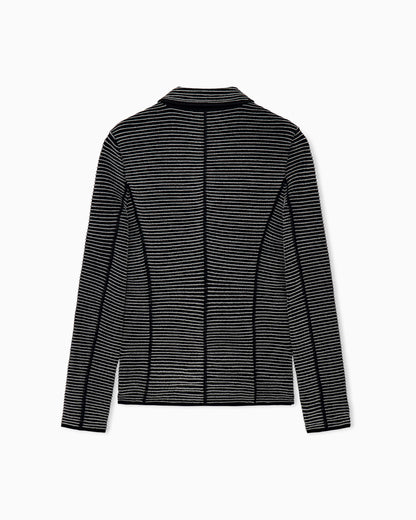 Blazer in striped ottoman fabric with front flap pockets