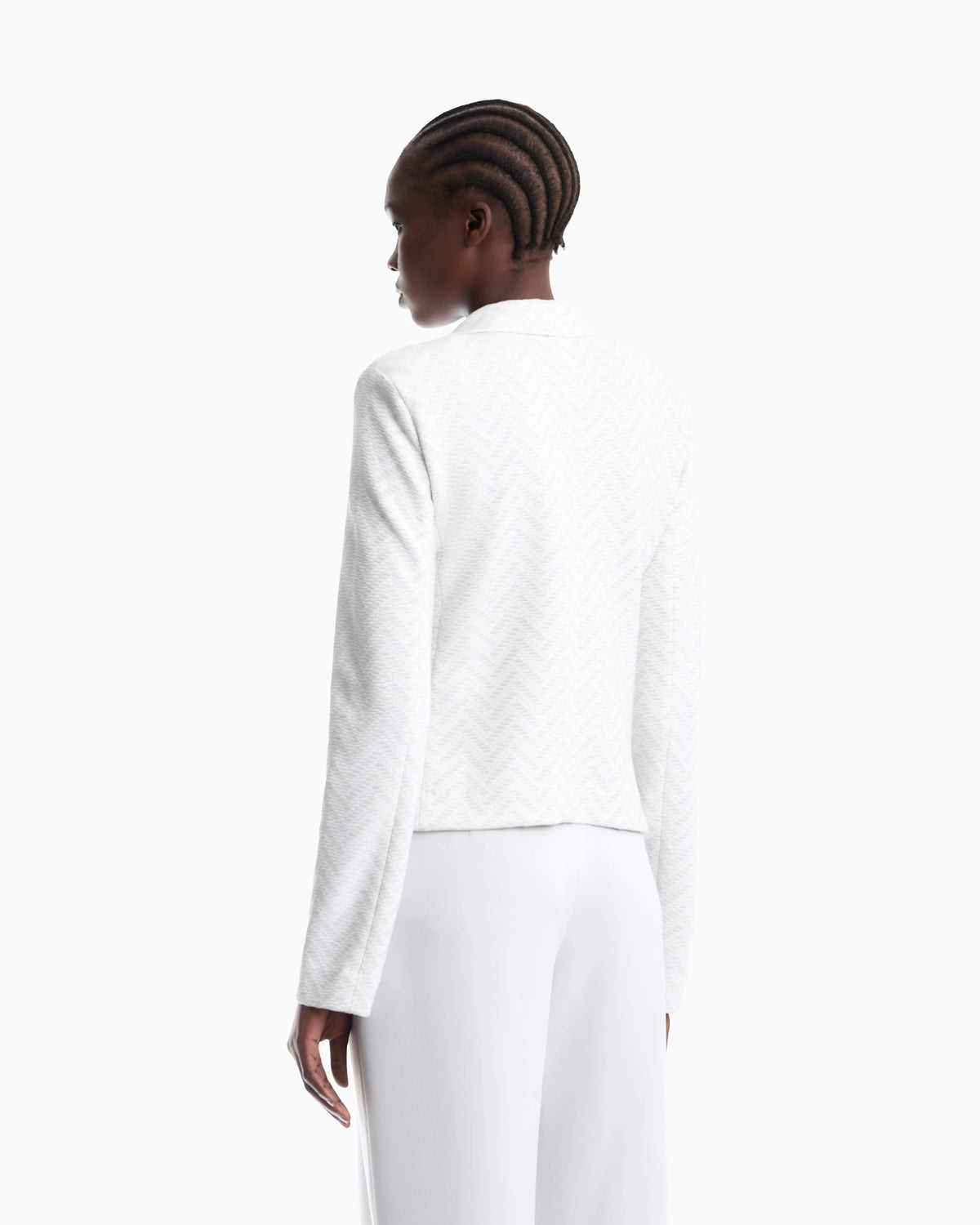 Slim-fit blazer in chevron jacquard jersey with flap pockets