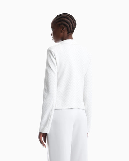 Slim-fit blazer in chevron jacquard jersey with flap pockets