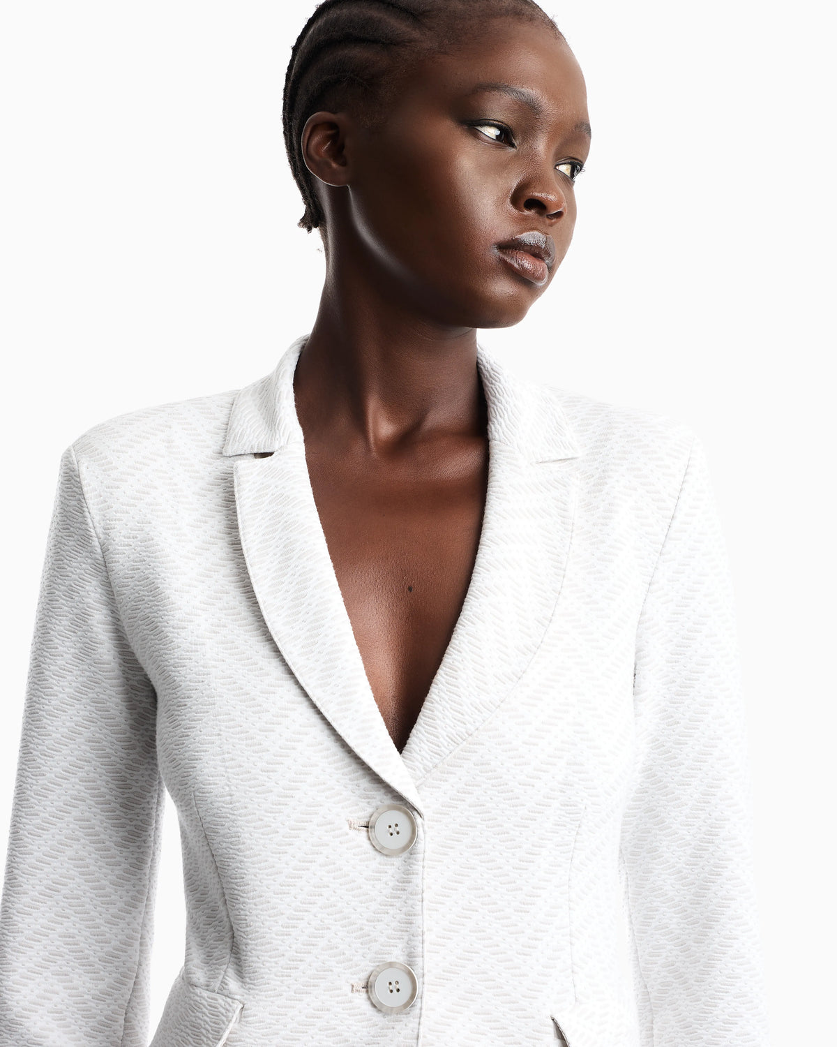 Slim-fit blazer in chevron jacquard jersey with flap pockets