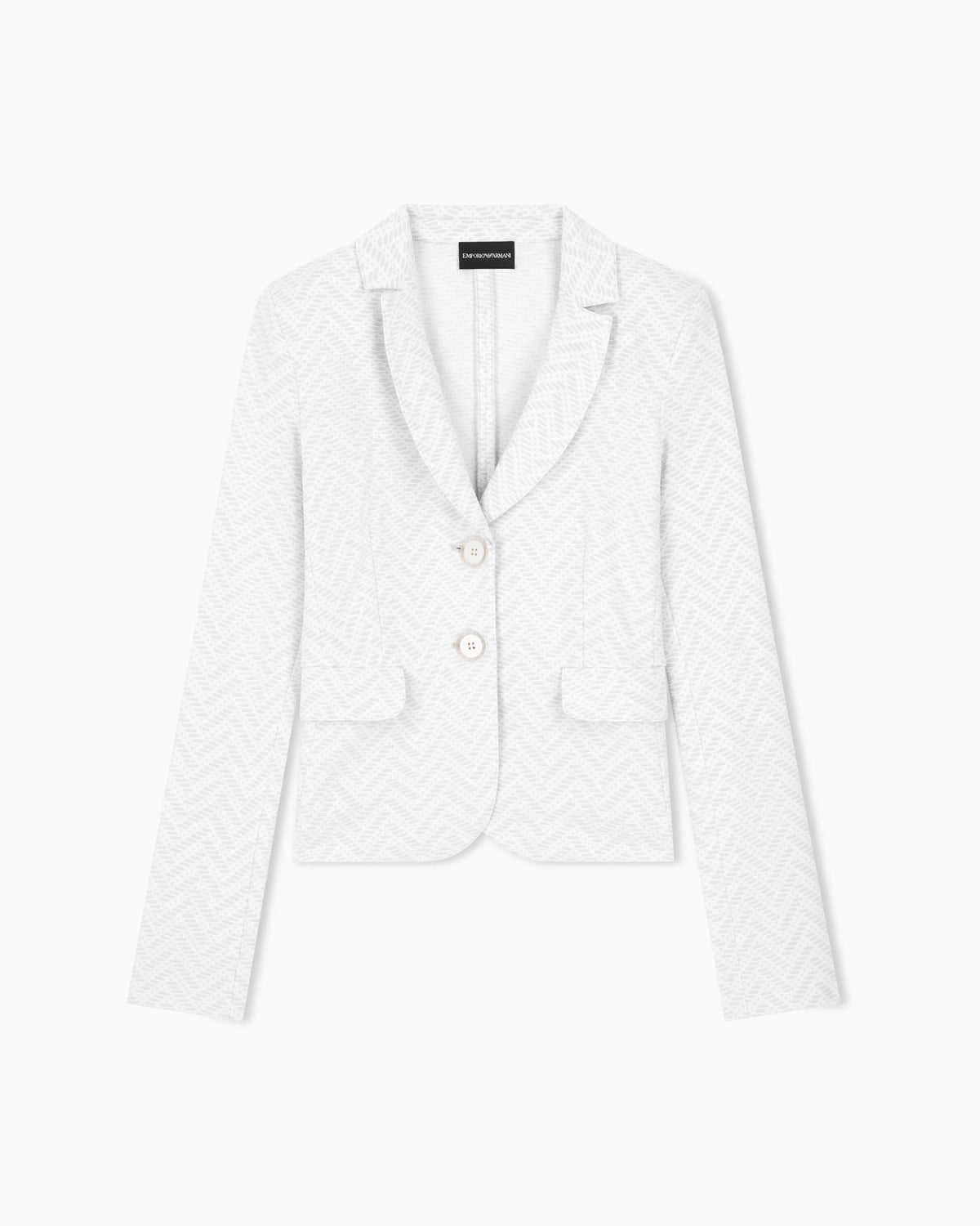 Slim-fit blazer in chevron jacquard jersey with flap pockets