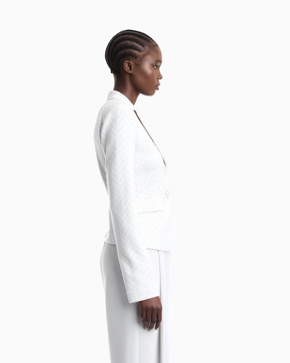 Slim-fit blazer in chevron jacquard jersey with flap pockets