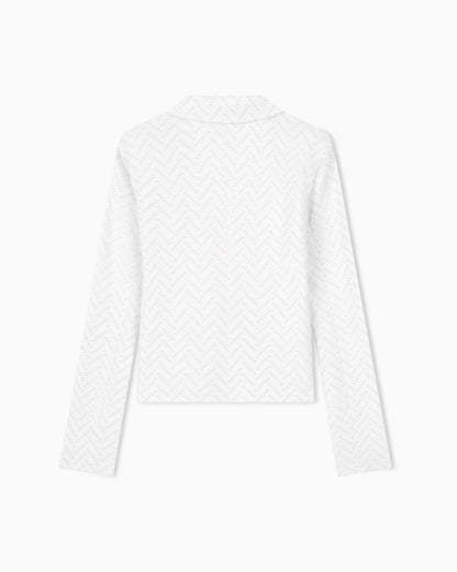 Slim-fit blazer in chevron jacquard jersey with flap pockets