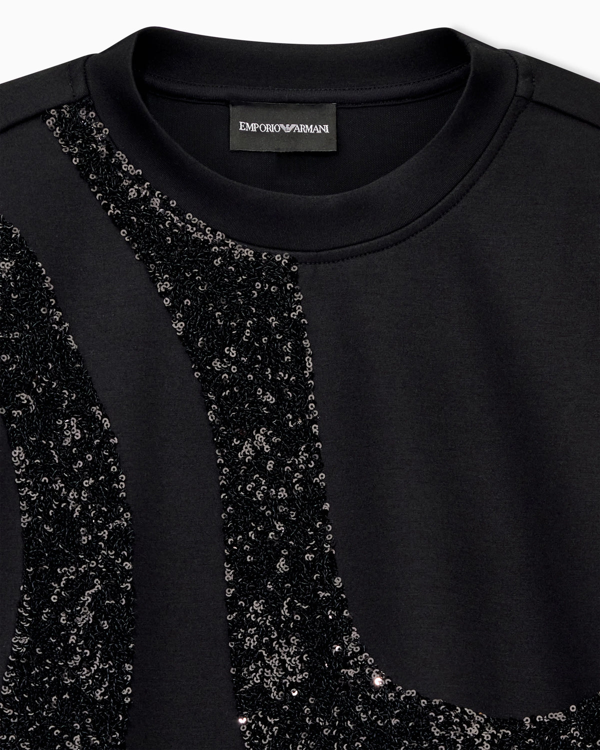 Crew-neck scuba sweatshirt with abstract sequin design
