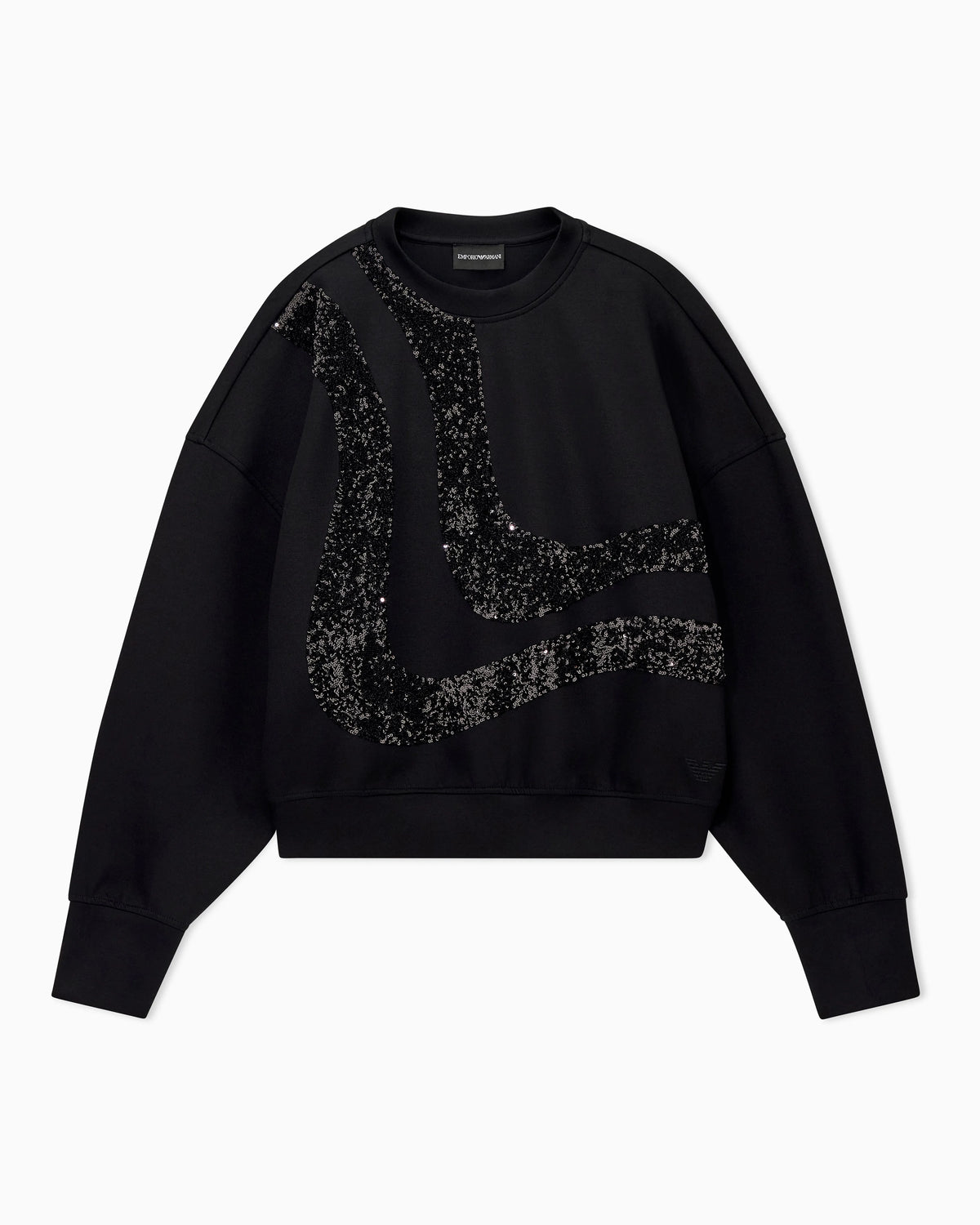 Crew-neck scuba sweatshirt with abstract sequin design