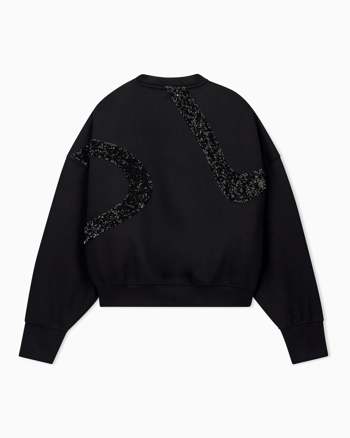 Crew-neck scuba sweatshirt with abstract sequin design