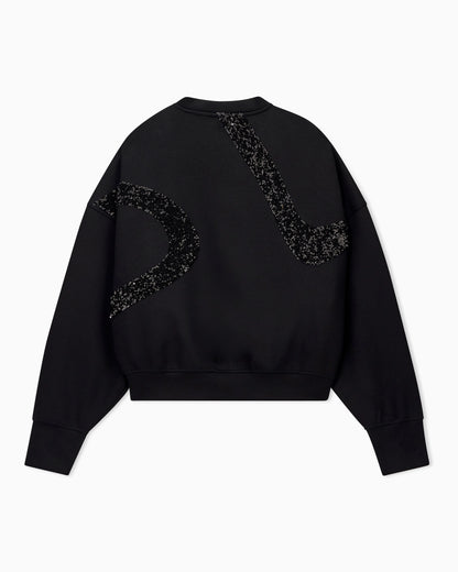 Crew-neck scuba sweatshirt with abstract sequin design
