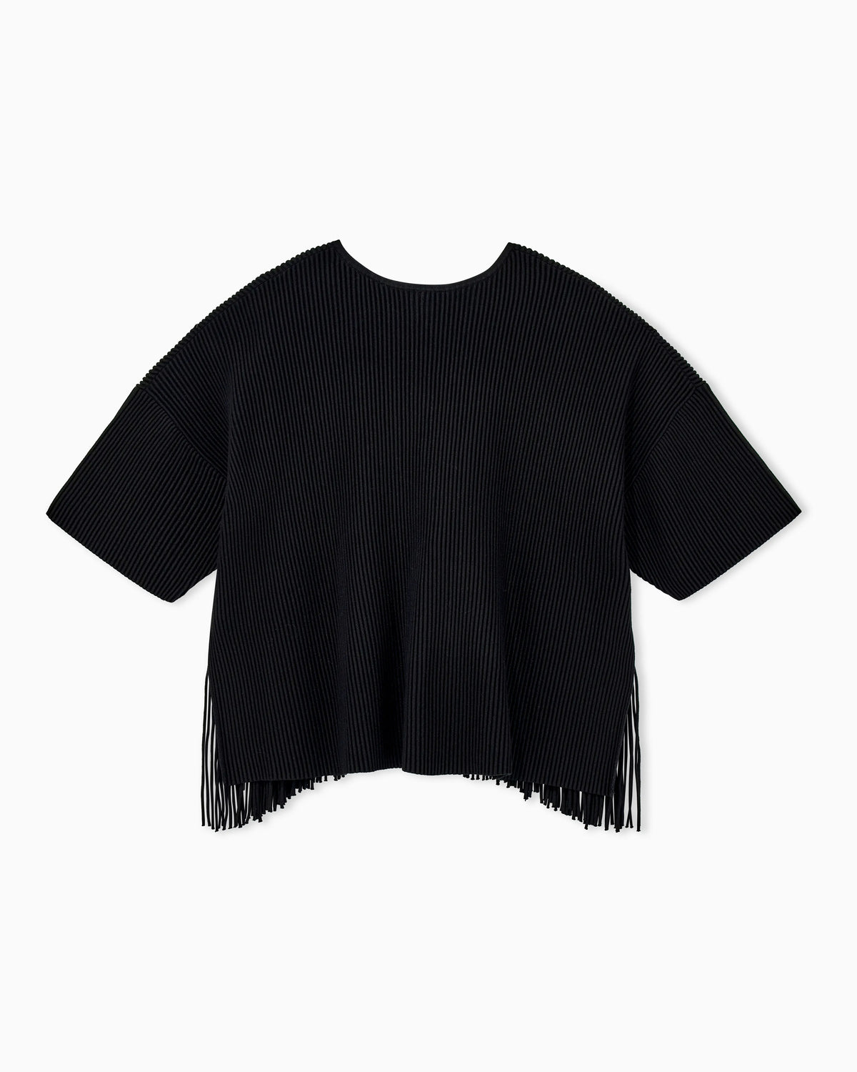 Cardigan in viscose ottoman with round neck and fringe