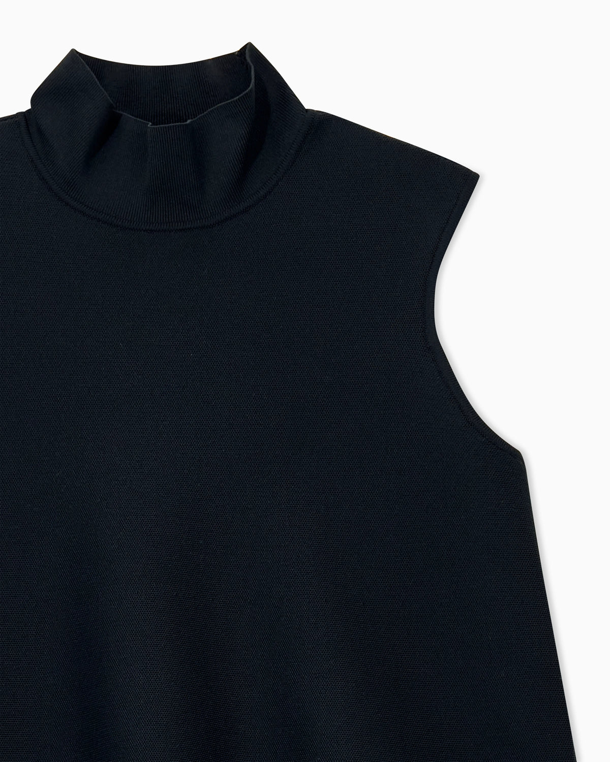 Sleeveless mock neck top in textured double knit
