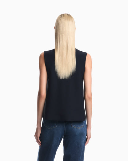Sleeveless mock neck top in textured double knit