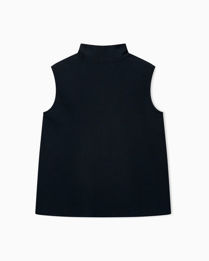 Sleeveless mock neck top in textured double knit