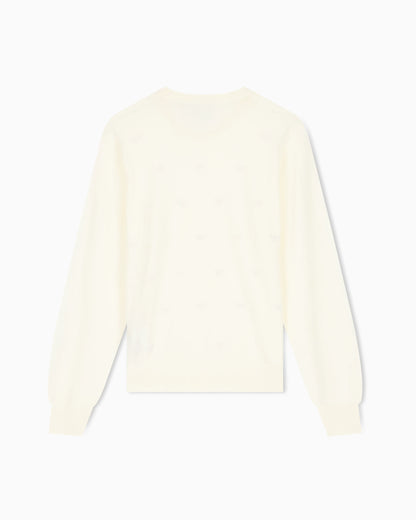 Crew-neck virgin wool pullover with rhinestone details
