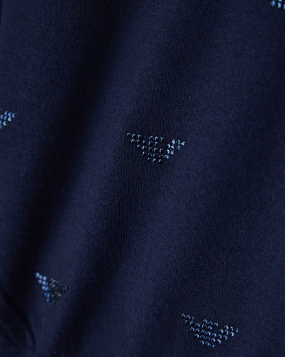 Crew-neck virgin wool pullover with rhinestone details