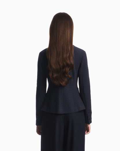 Unlined cotton jersey blazer with a jacquard relief pattern