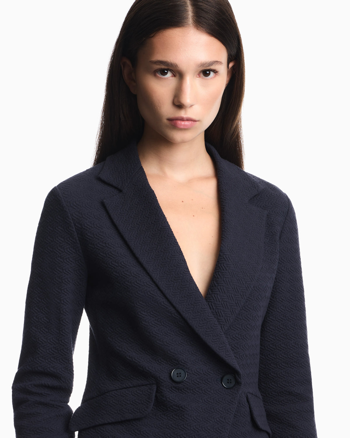Unlined cotton jersey blazer with a jacquard relief pattern