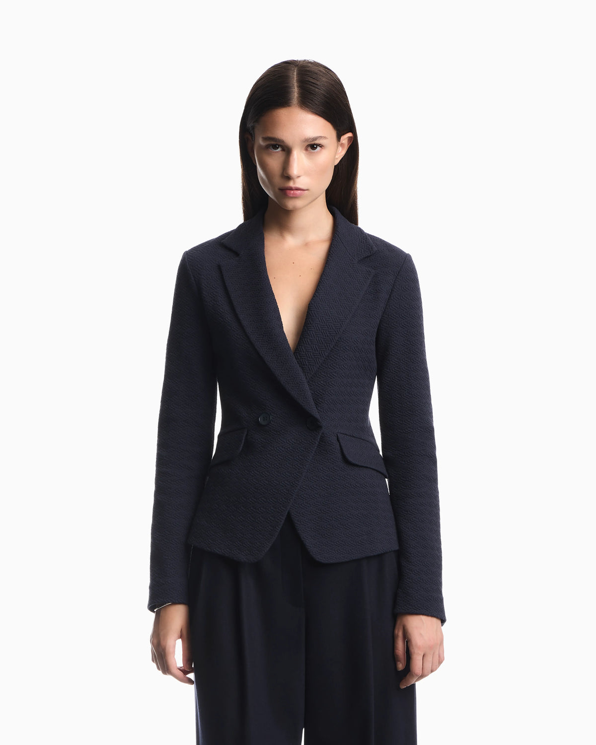 Unlined cotton jersey blazer with a jacquard relief pattern