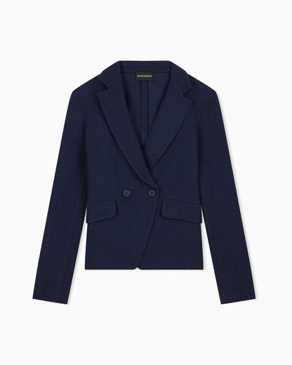 Unlined cotton jersey blazer with a jacquard relief pattern