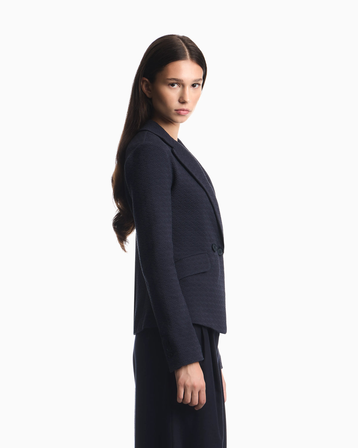 Unlined cotton jersey blazer with a jacquard relief pattern