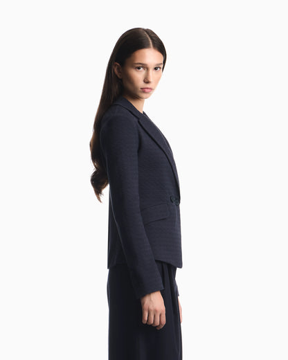 Unlined cotton jersey blazer with a jacquard relief pattern
