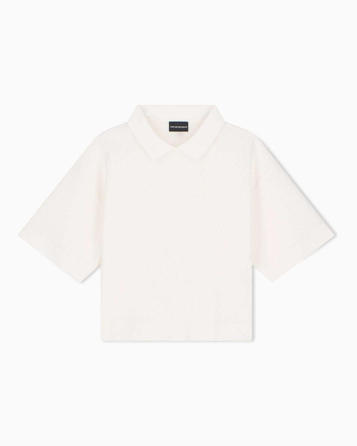 Short-sleeve shirt with double collar and chevron pattern