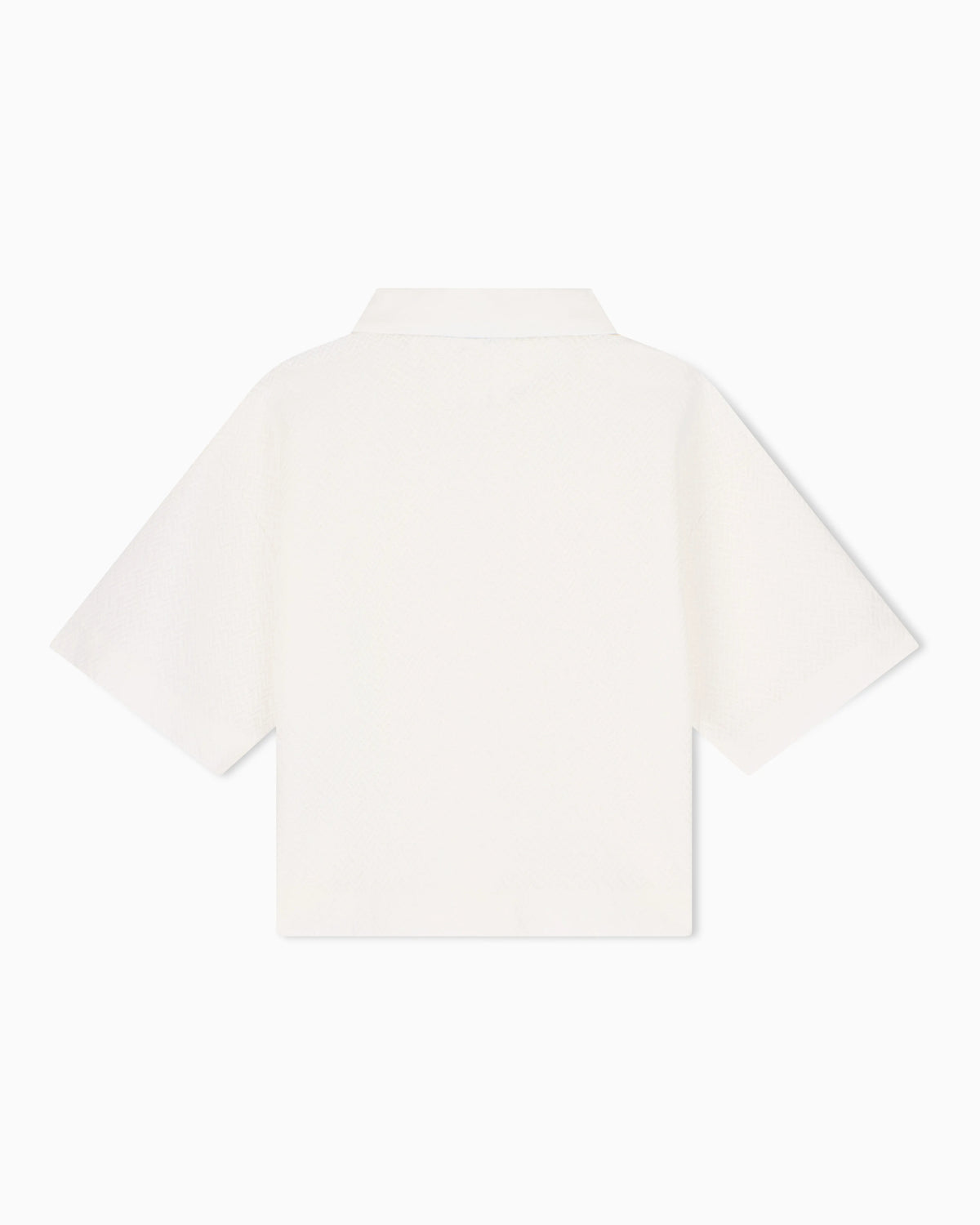 Short-sleeve shirt with double collar and chevron pattern