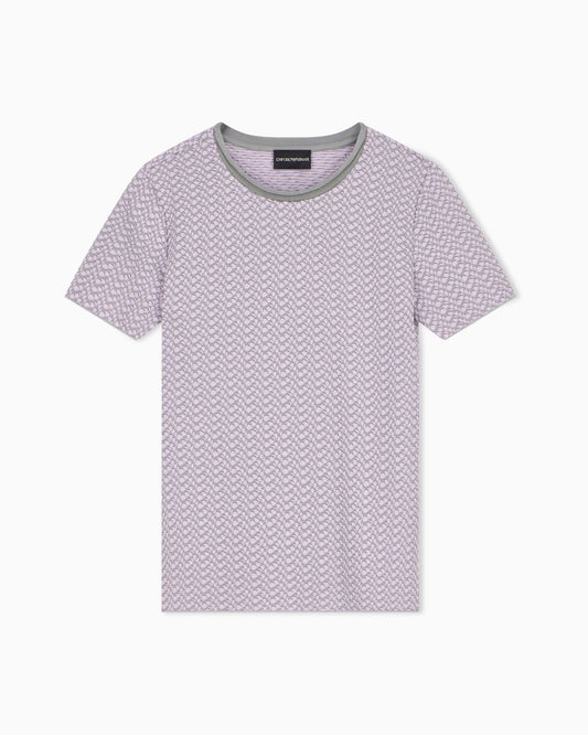 Short-sleeve jumper in geometric jacquard jersey