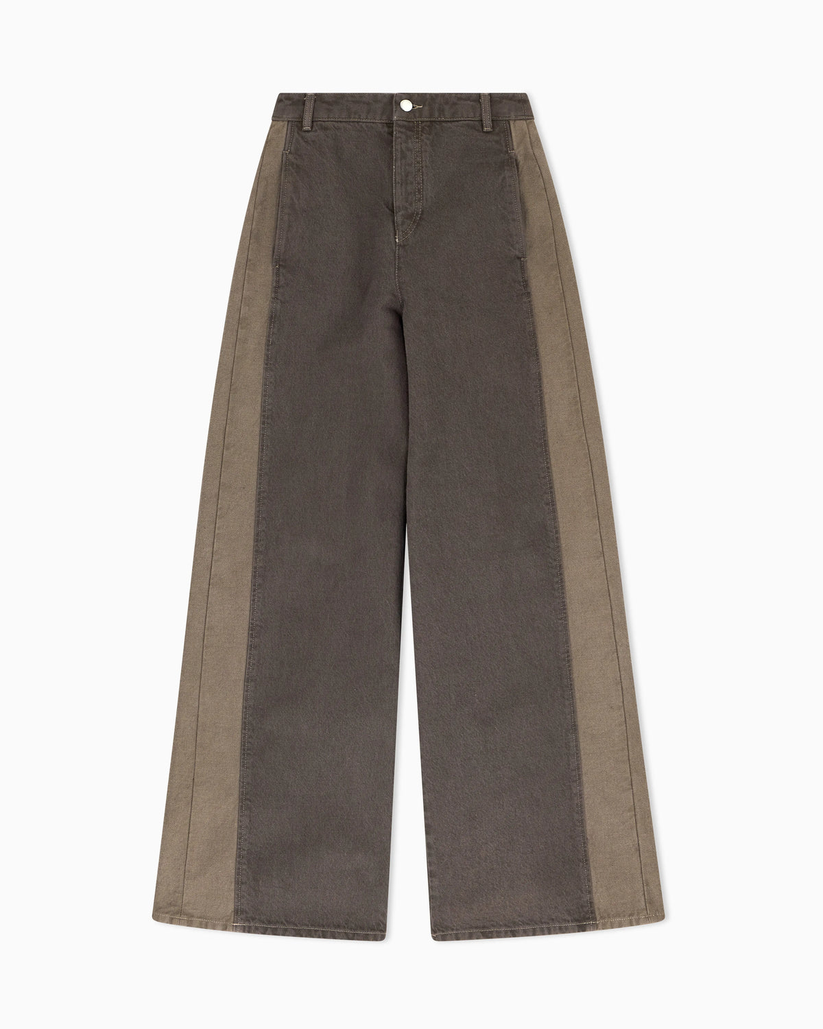 Five-pocket wide-leg denim pants with relaxed fit