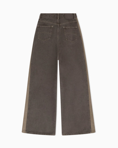 Five-pocket wide-leg denim pants with relaxed fit