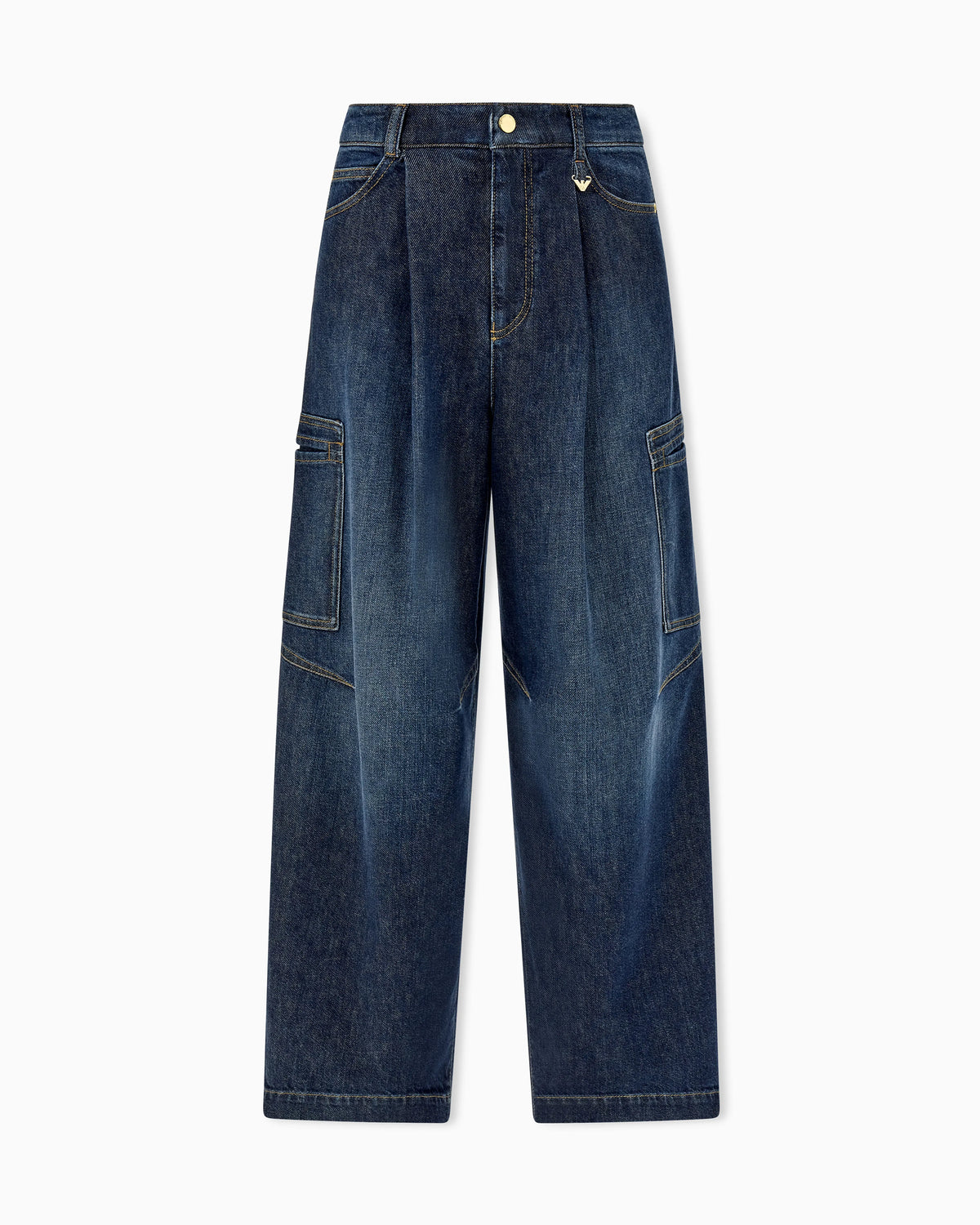 Wide-leg denim jeans with cargo pockets
