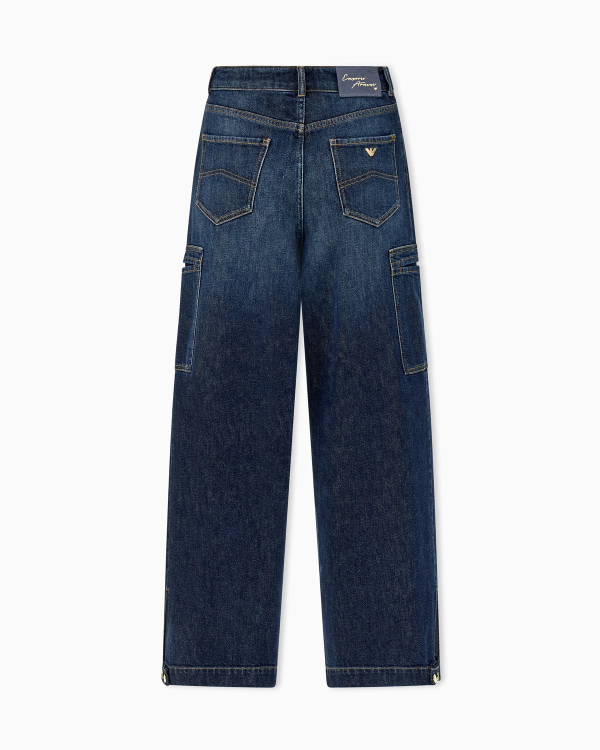 Wide-leg denim jeans with cargo pockets