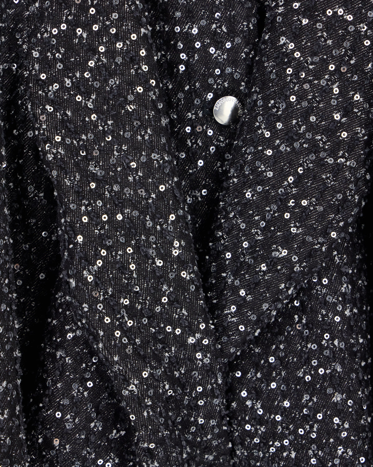 Denim blazer with embroidered paillettes and front buttons