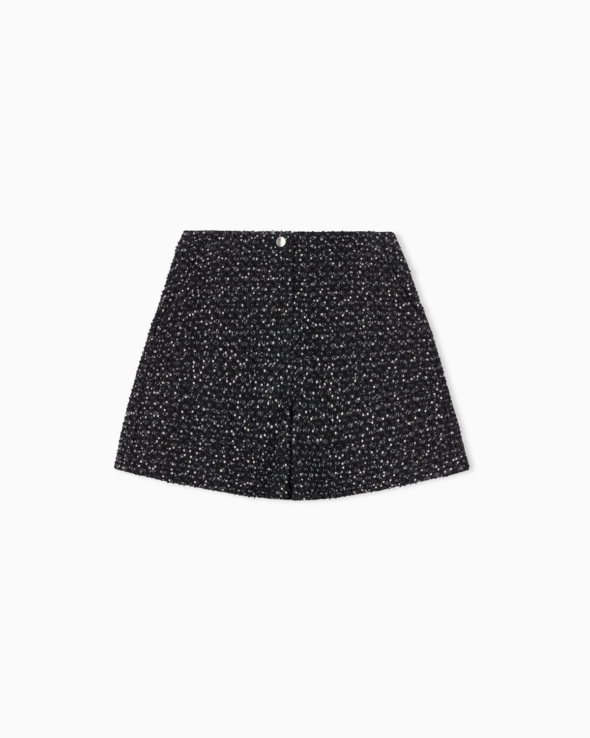 Denim shorts with embroidered sequins and velvet trim