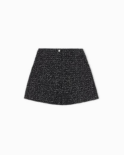 Denim shorts with embroidered sequins and velvet trim