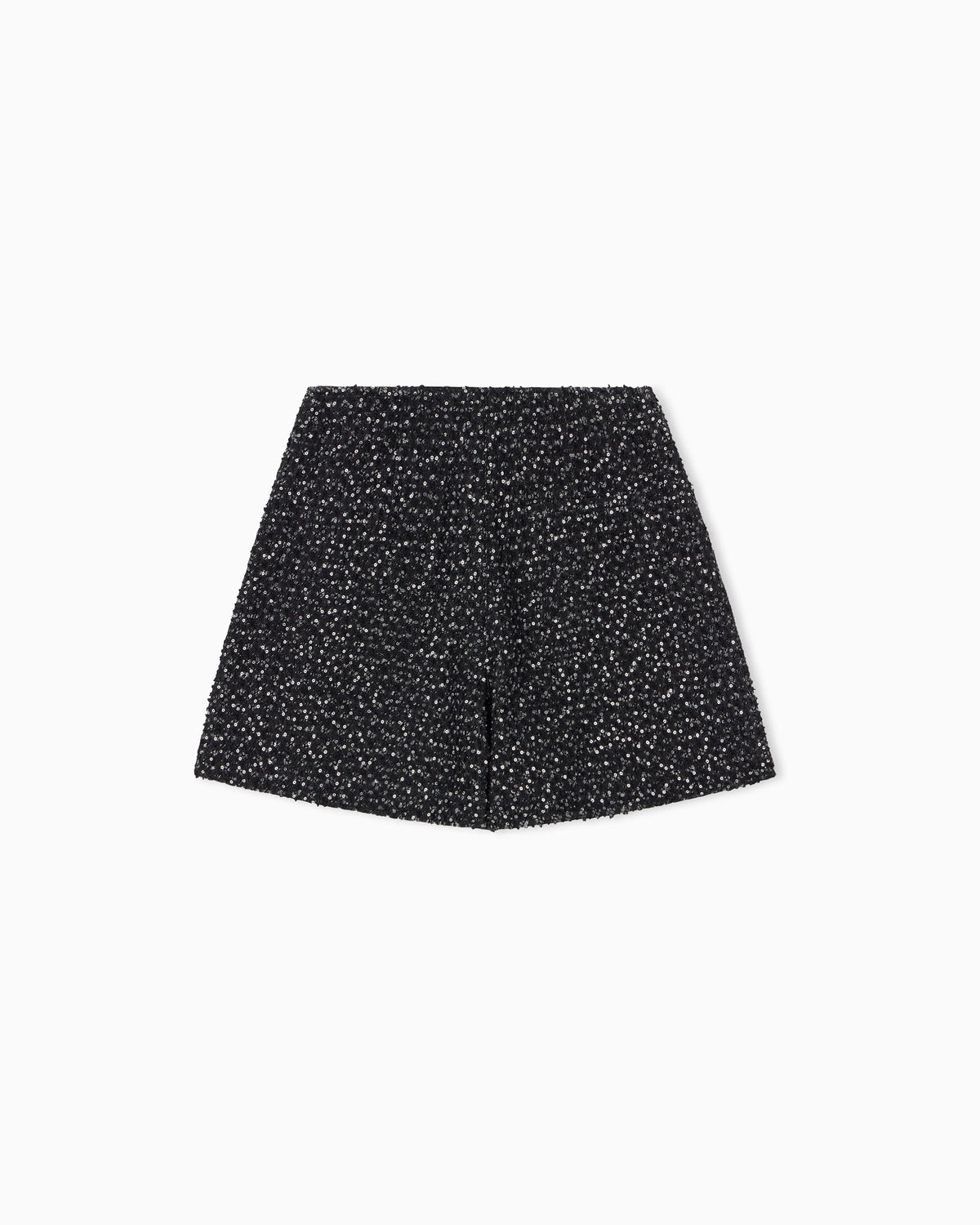 Denim shorts with embroidered sequins and velvet trim